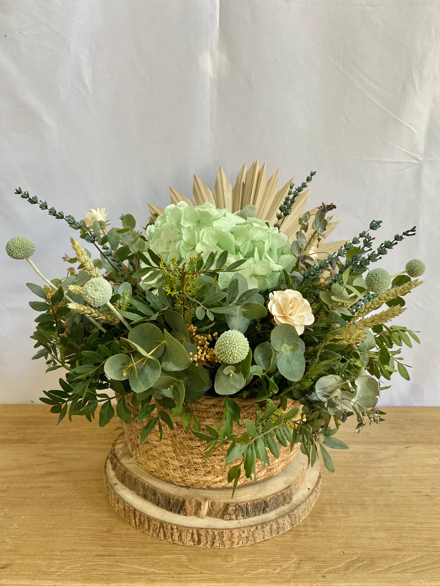 CESTA HORTENSIA VERDE MAR